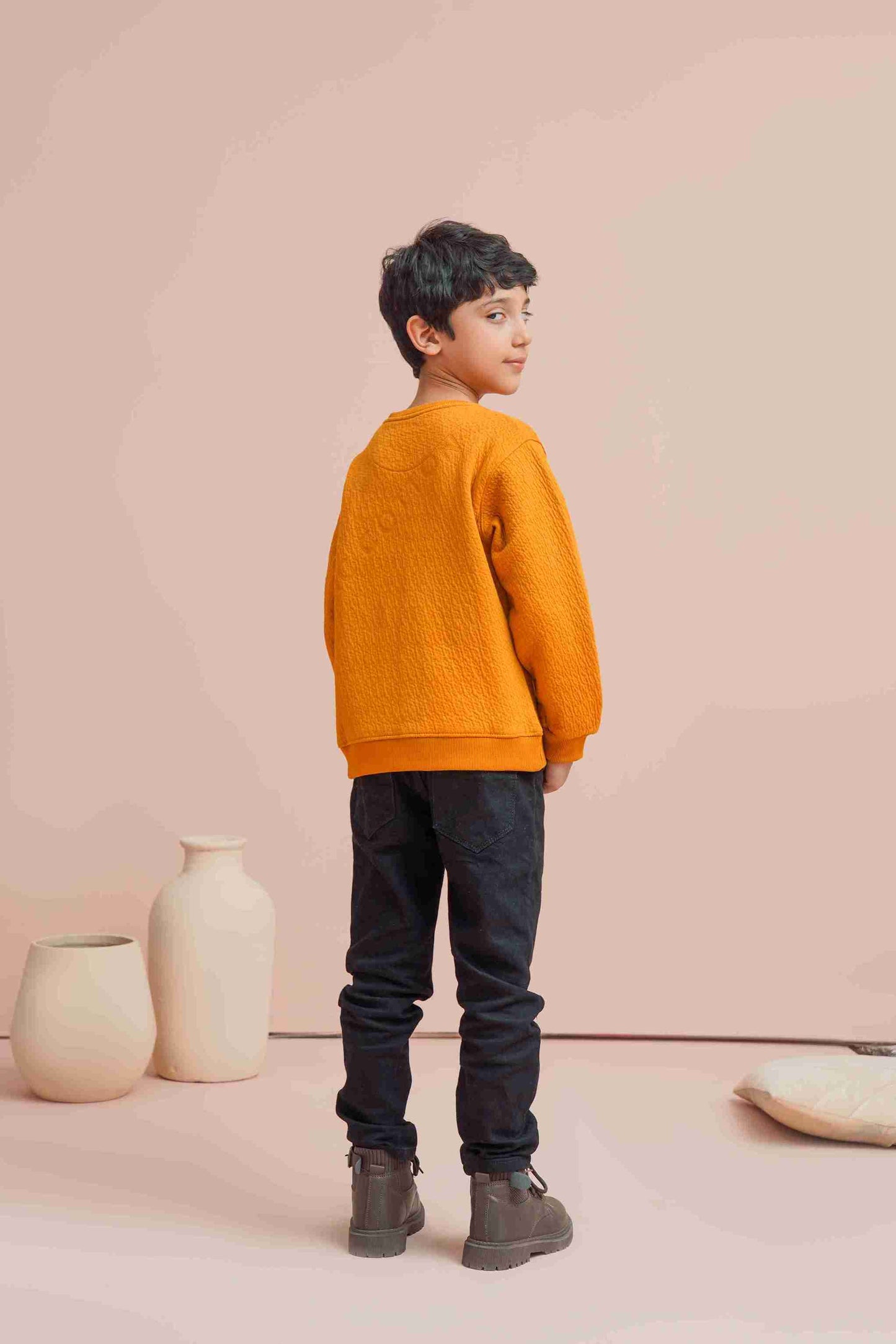 MeandMum Cozy Mustard Sweatshirt with Embossed Texture 25WBSS024-02Y-MSD