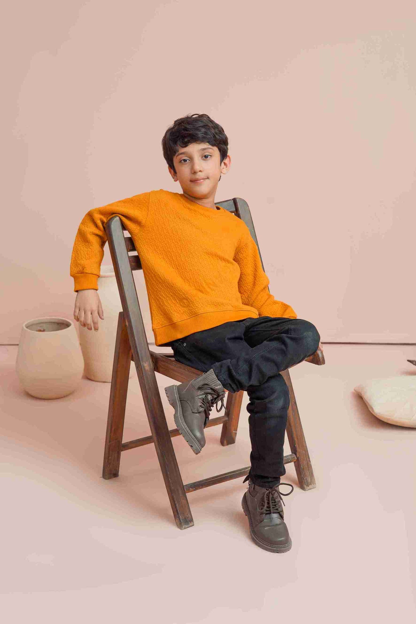 MeandMum Cozy Mustard Sweatshirt with Embossed Texture 25WBSS024-02Y-MSD