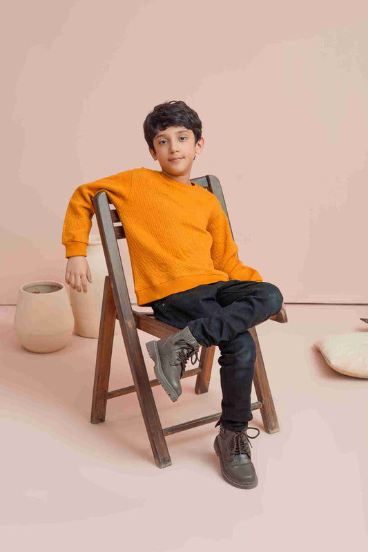 MeandMum Cozy Mustard Sweatshirt with Embossed Texture 25WBSS024-02Y-MSD