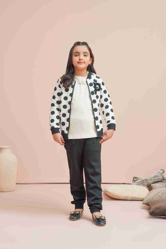 MeandMum Black & White Girls Warm Zipper Jacket