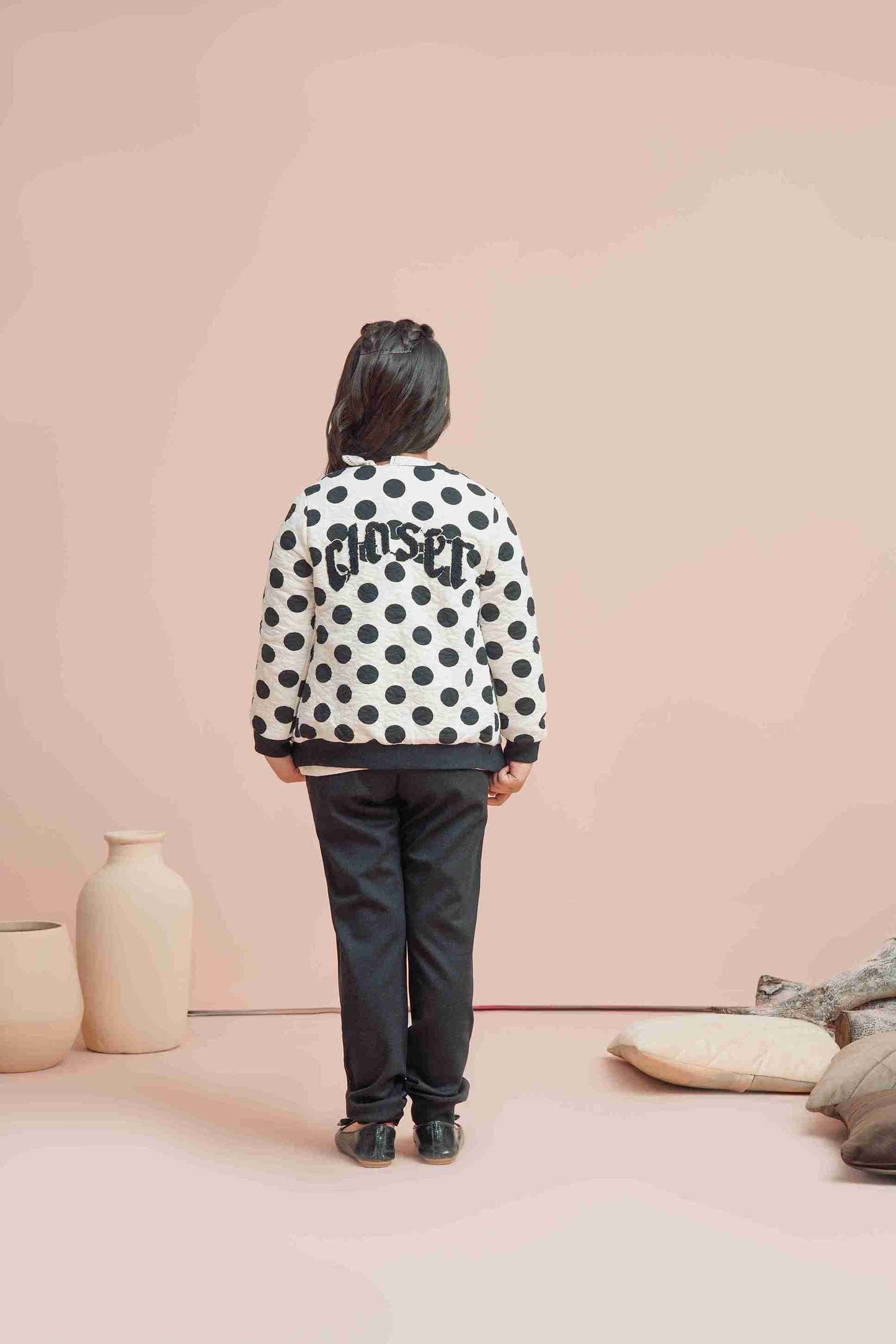 MeandMum Black & White Girls Warm Zipper Jacket 25WGJK003