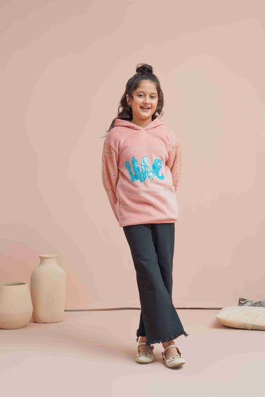 Girls Pink Hoodie – Soft, Cozy & Stylish Everyday Wear 25WGHD003-MUL-PNK