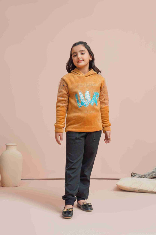MeandMum Golden Brown Girls Hoodie 25WGHD003-MUL-GBN
