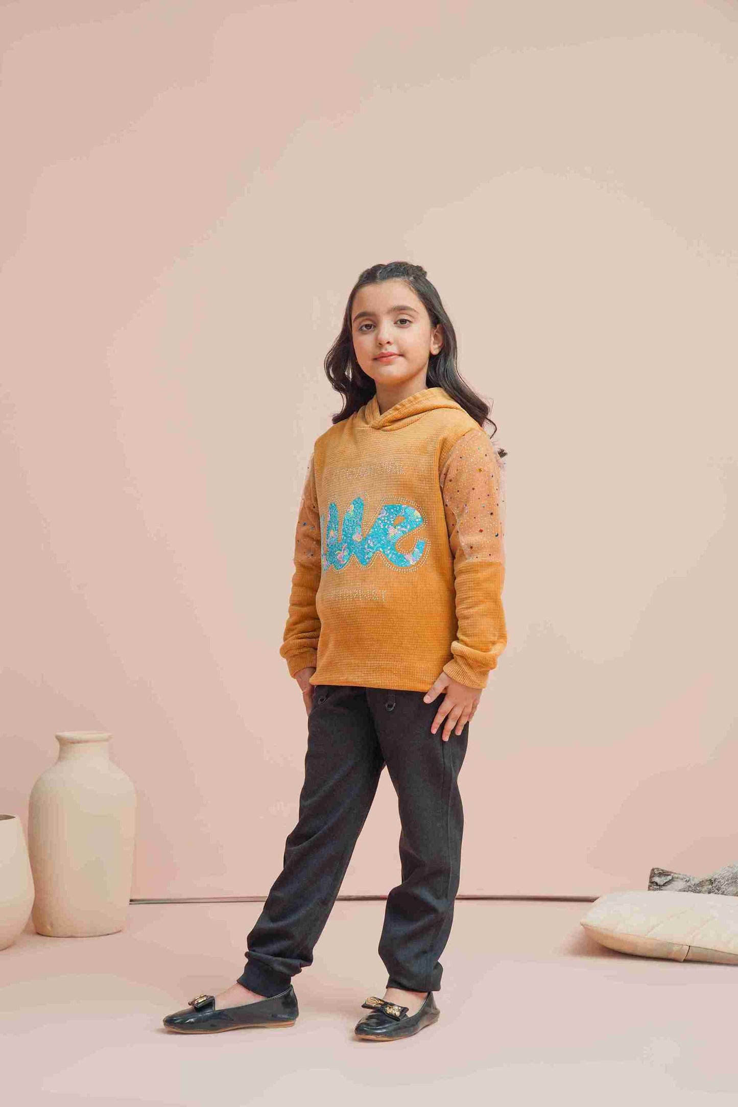 MeandMum Golden Brown Girls Hoodie 25WGHD003-MUL-GBN