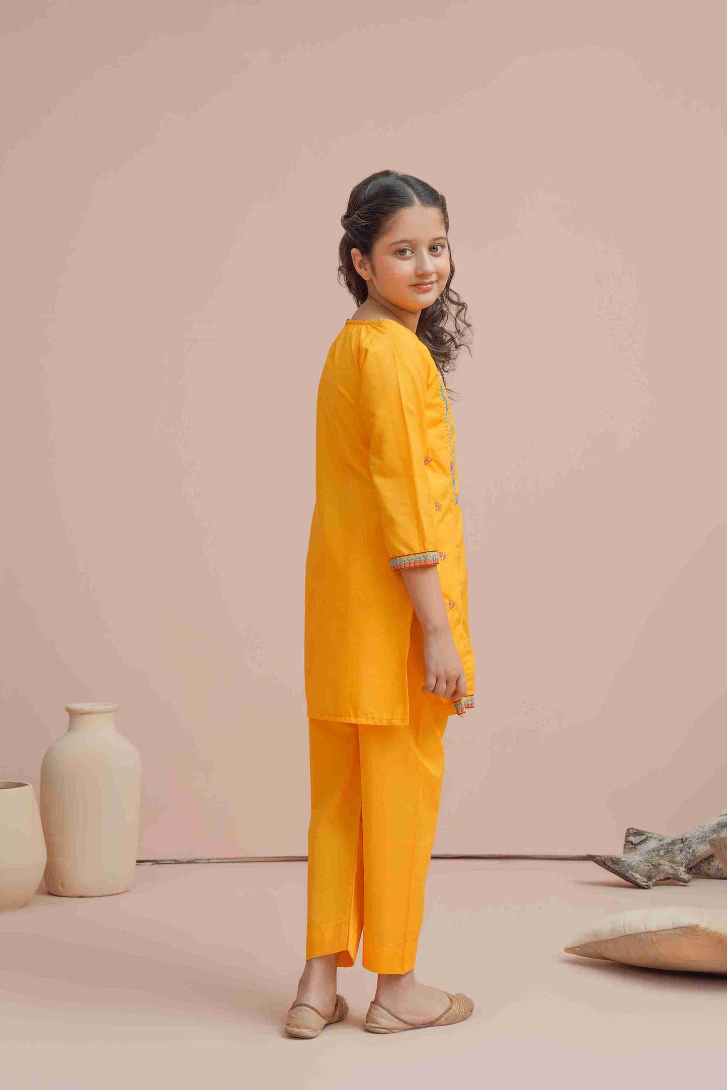 Girls Yellow 2-Piece Shalwar Kameez Suit 25WG002-02Y-YEL