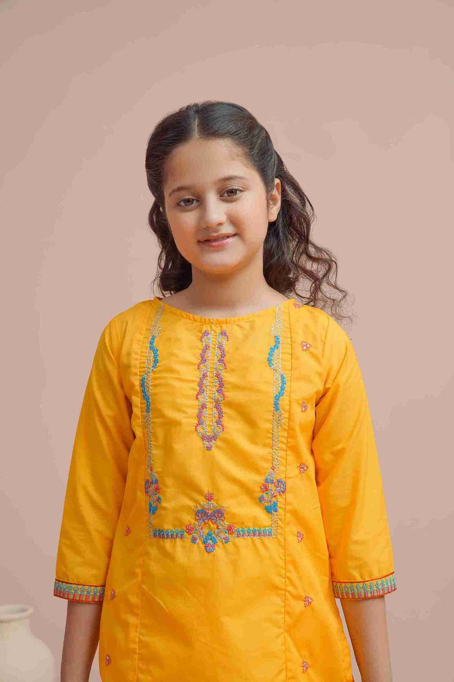 Girls Yellow 2-Piece Shalwar Kameez Suit 25WG002-02Y-YEL
