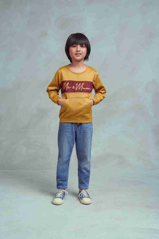 Boys Golden Sweatshirt – Warm, Stylish & Trendy Winter Wear W25BSS010-02Y-GSM