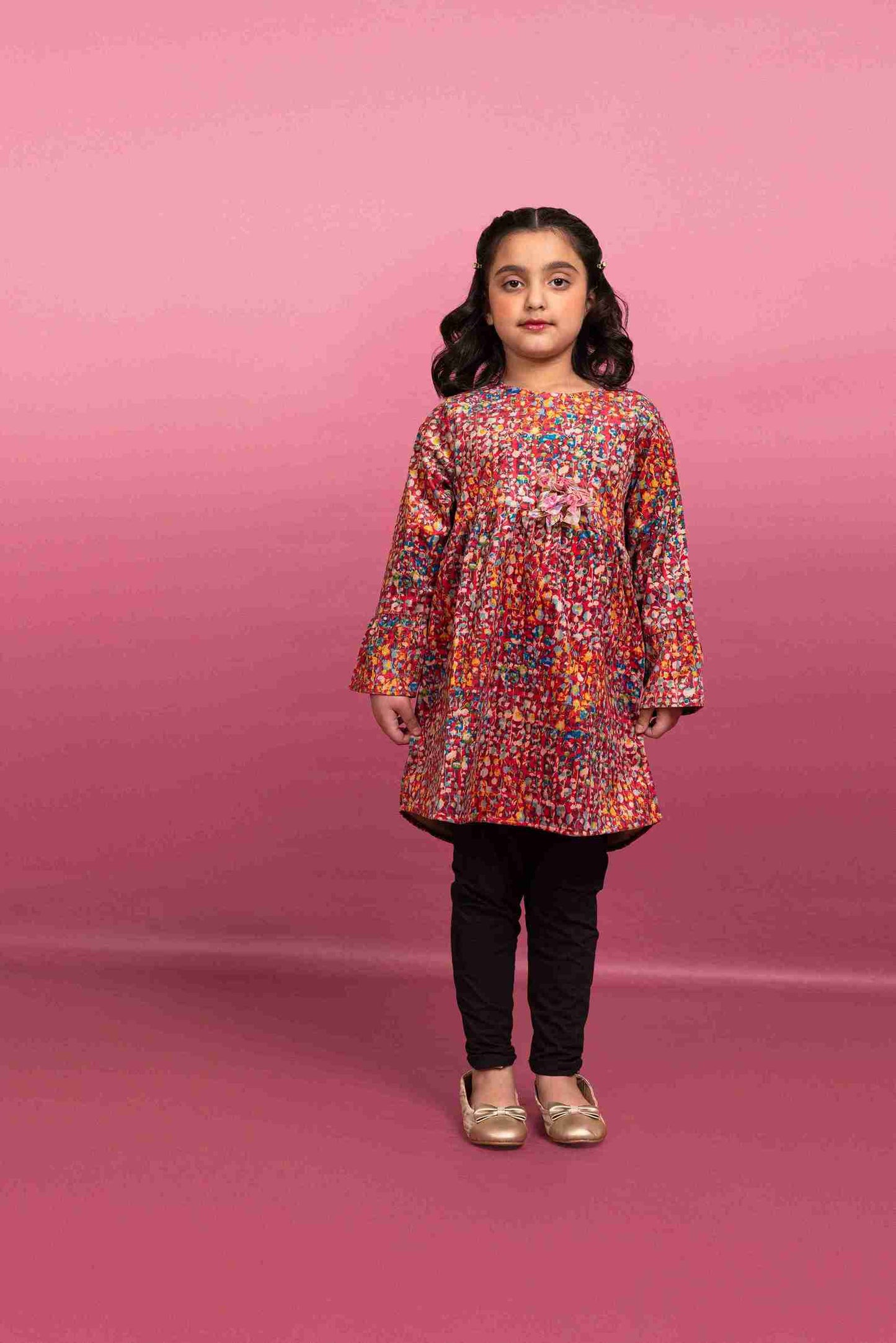 Girl Corduroy Frock with Multi-Color Design 24WG039-02Y-MUL