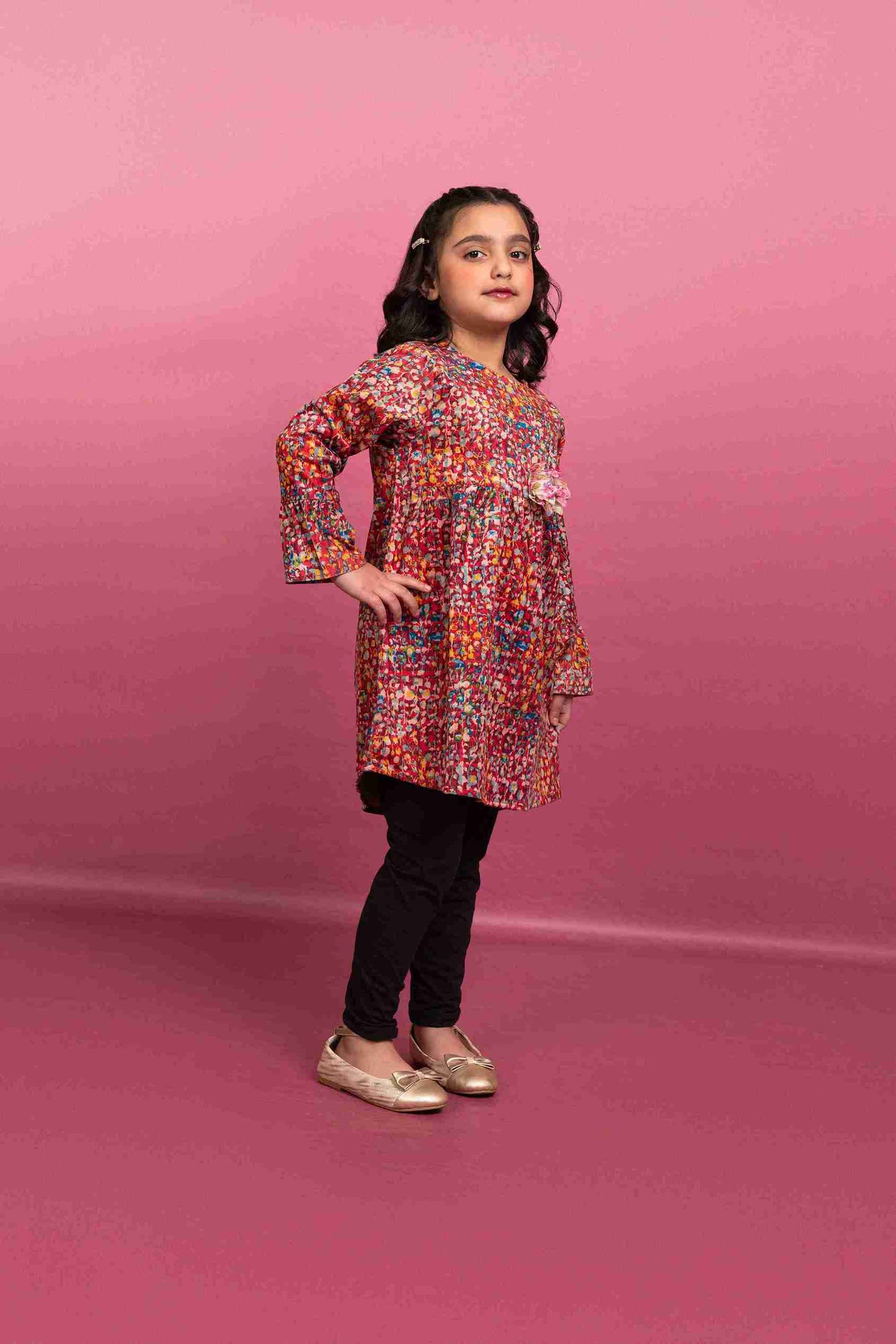 Girl Corduroy Frock with Multi-Color Design 24WG039-02Y-MUL