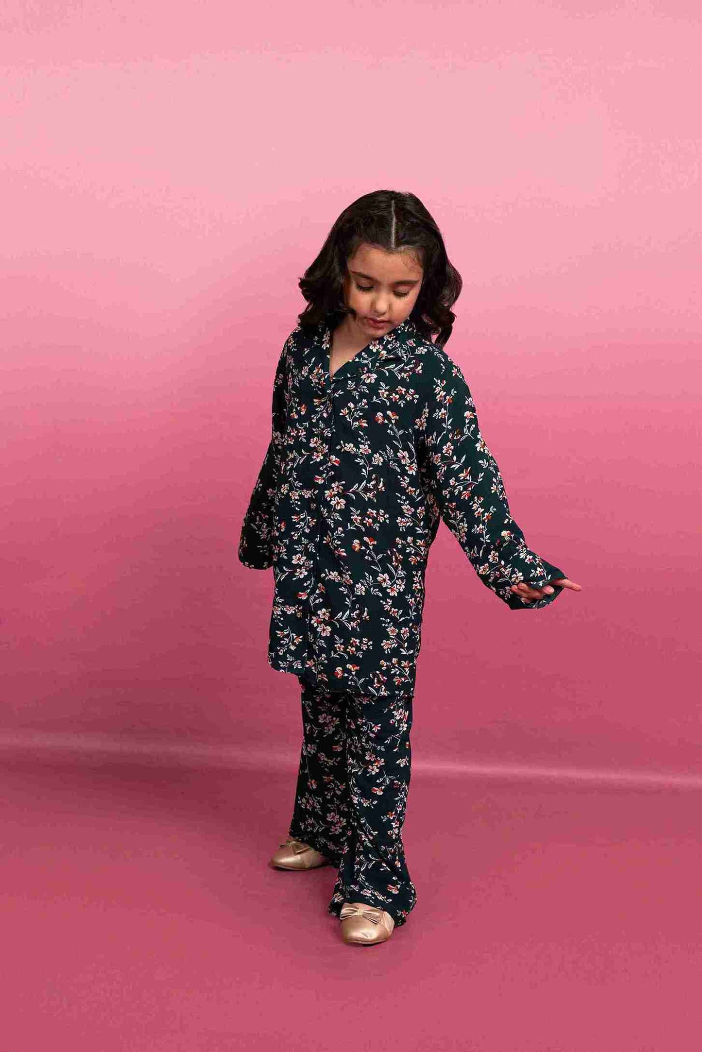 Black 2 Piece/Cord Set Tropical Fabric 24WG027-02Y-DGN