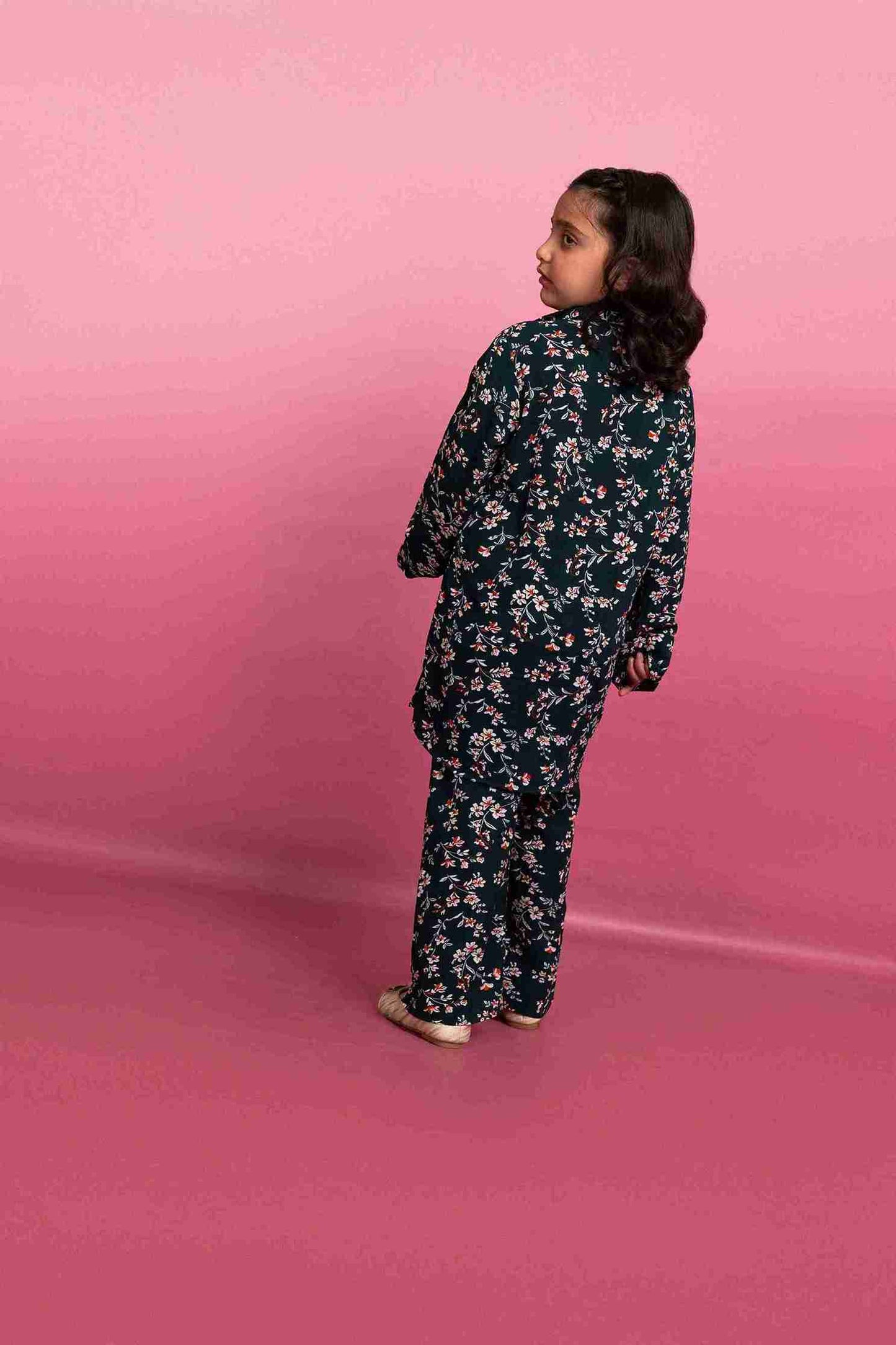 Black 2 Piece/Cord Set Tropical Fabric 24WG027-02Y-DGN