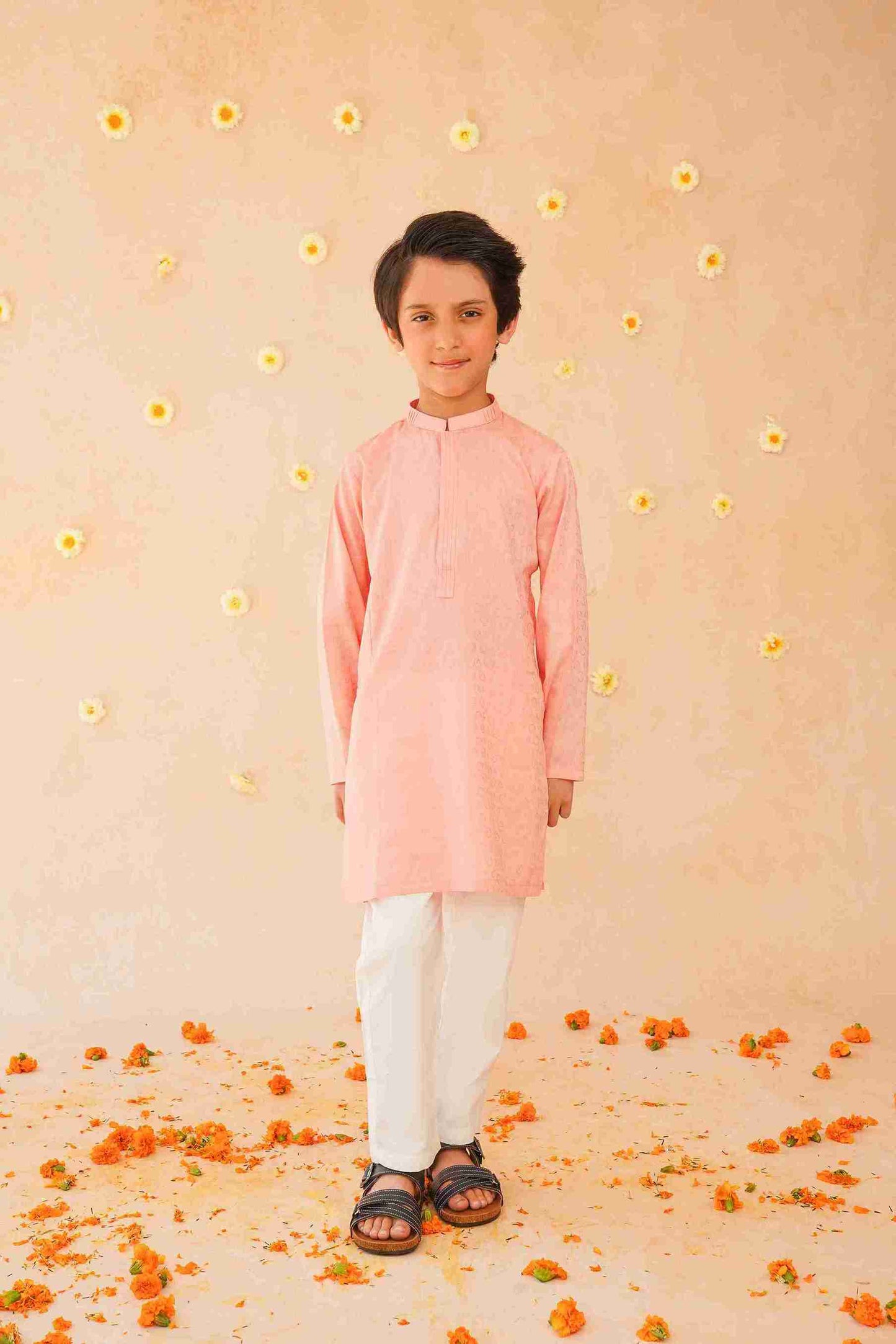 Boys' Cotton Pink Kurta & Trouser Set | Stylish Festive Wear – Me&Mum 25SB028-02Y-PNK
