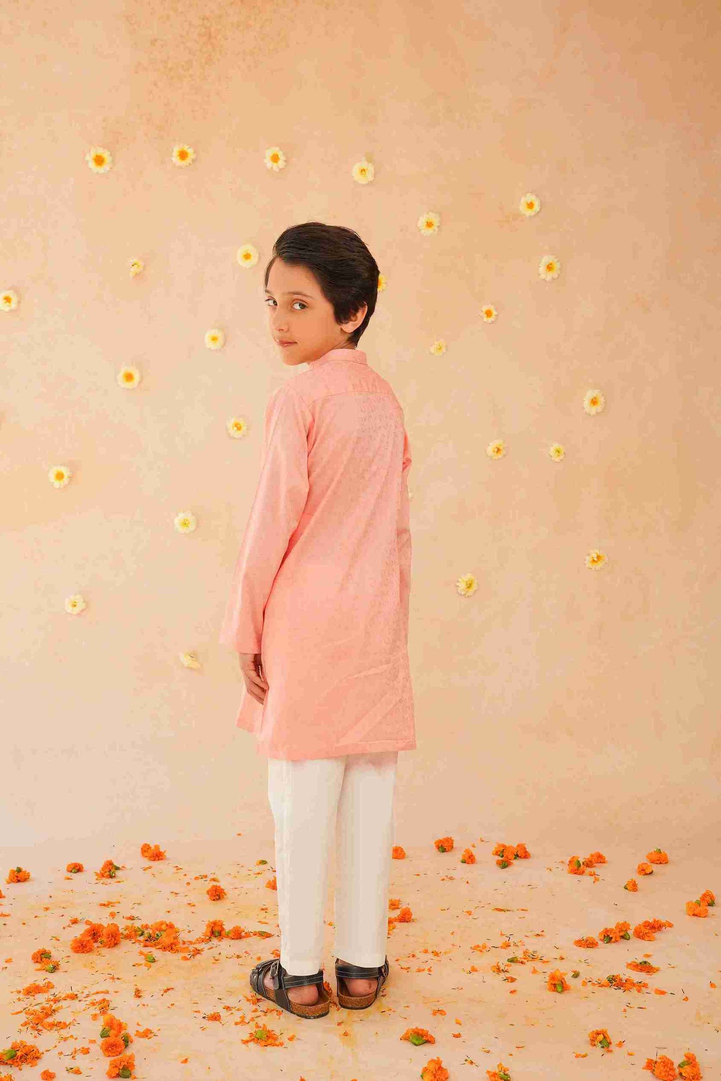 Boys' Cotton Pink Kurta & Trouser Set | Stylish Festive Wear – Me&Mum 25SB028-02Y-PNK