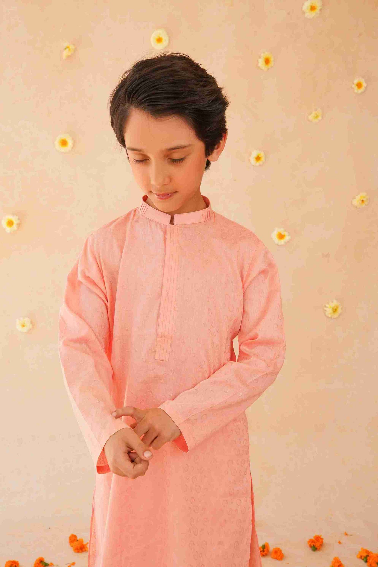 Boys' Cotton Pink Kurta & Trouser Set | Stylish Festive Wear – Me&Mum 25SB028-02Y-PNK