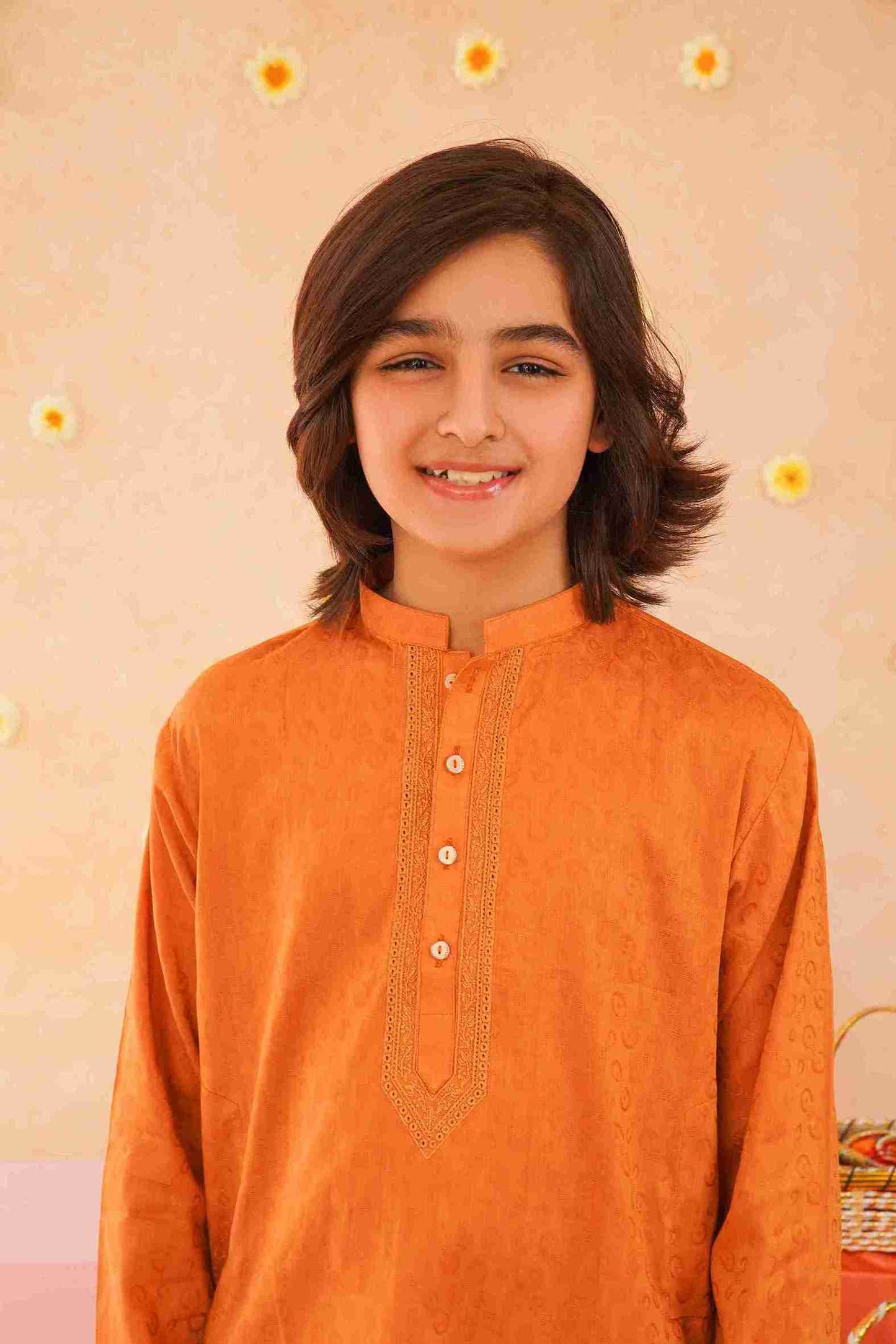Boys Brown Cotton Kurta & Trouser | Breathable Ethnic Wear – Me&Mum 25SB028-02Y-GBN