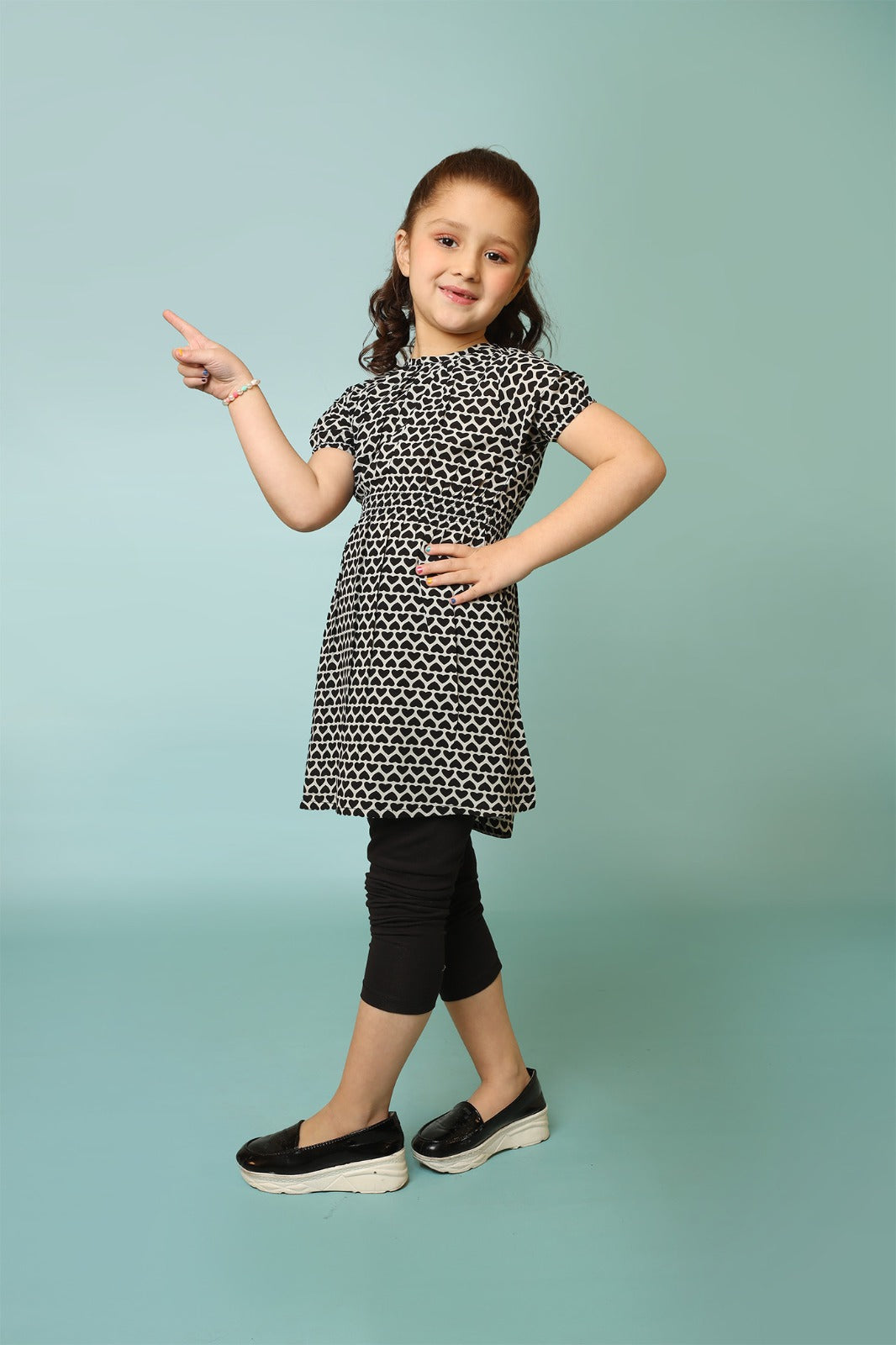 Girls' Black & White Top 25SG025-02Y-BLK